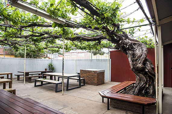 Beer garden at the Royal Hotel